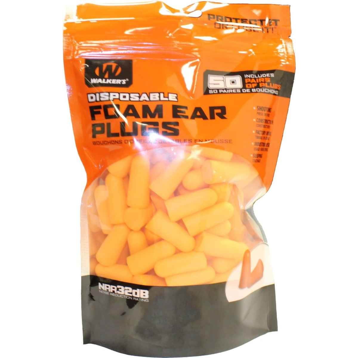 WALKERS GWPFP50BAG WALKERS EAR PLUGS SOFT FOAM 32DB 50-PAIR BAG