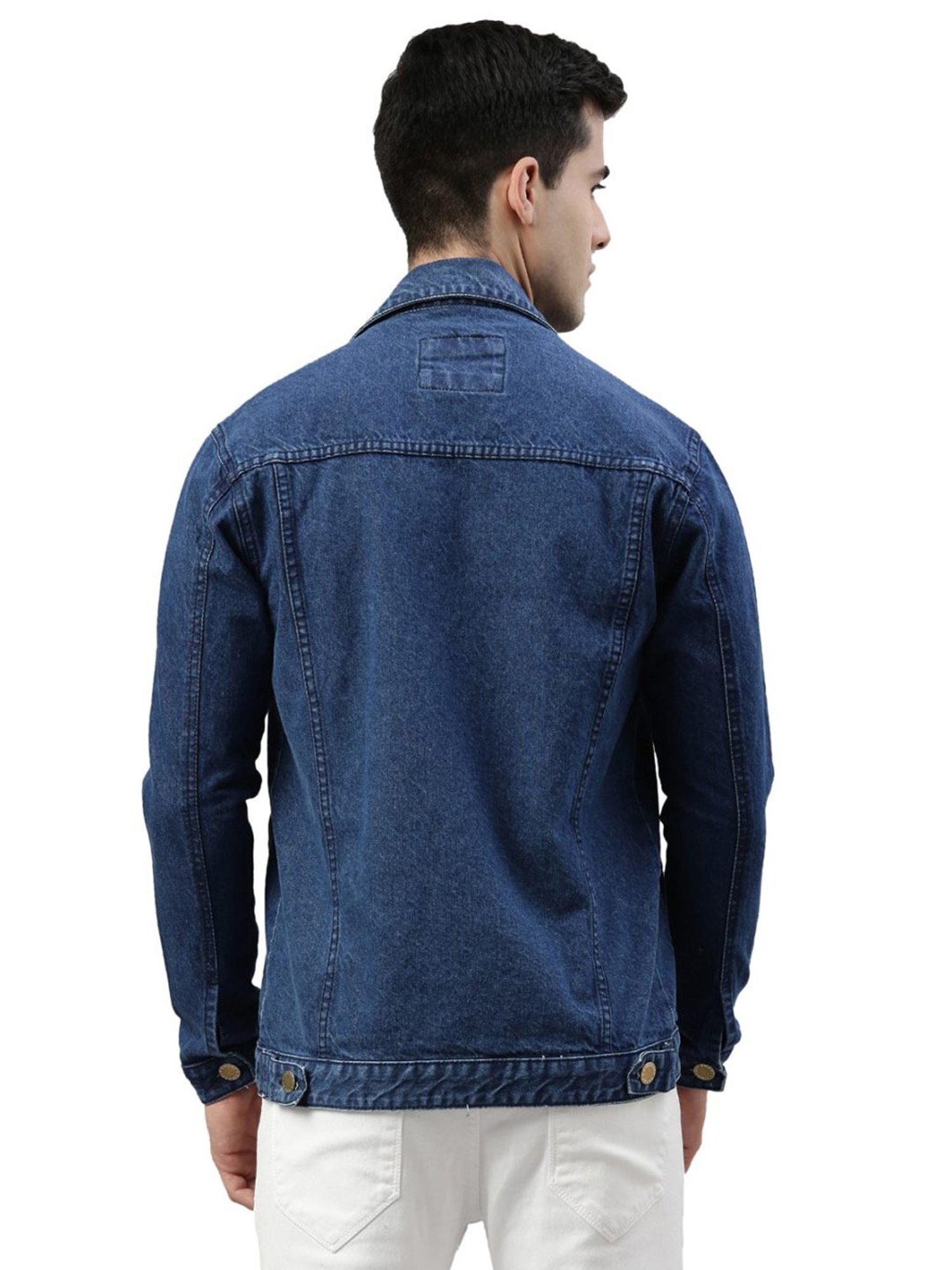 CINOCCI Blue Cotton Slim Fit Denim Jacket