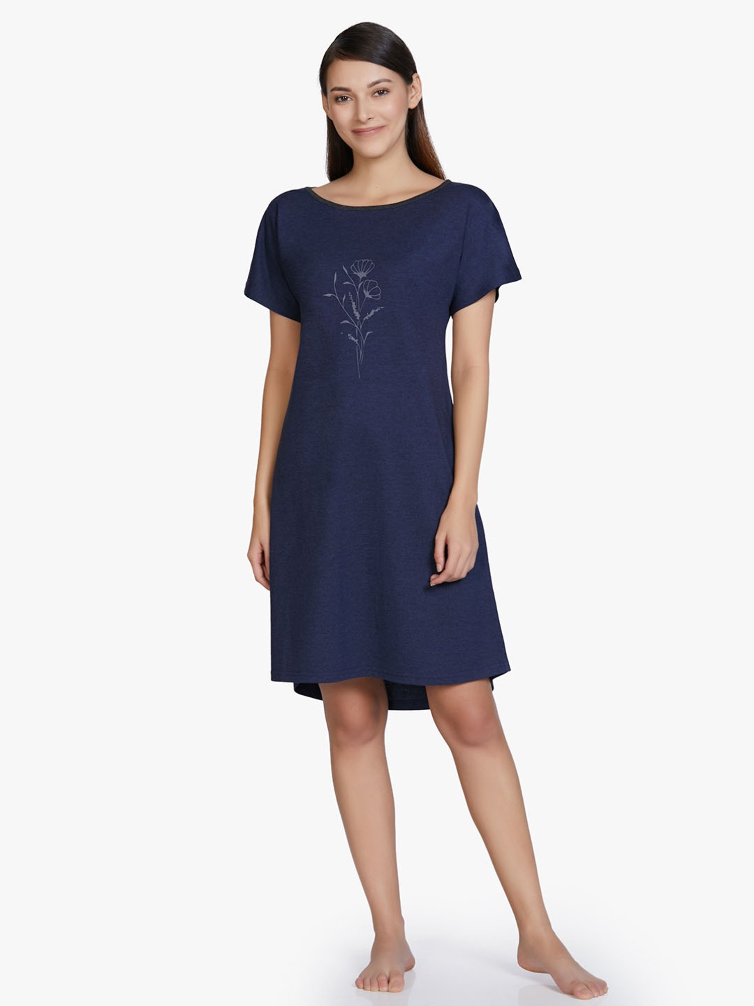 Amante Navy Printed Night Dress