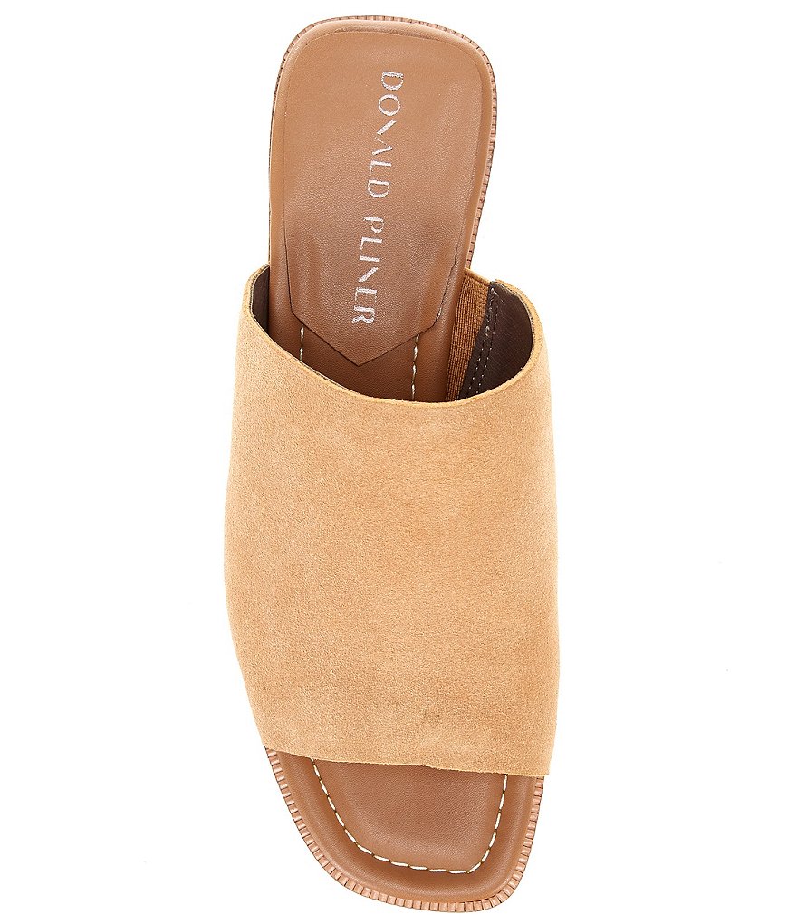 Donald Pliner Hazee Suede Block Heel Toe Post Mules