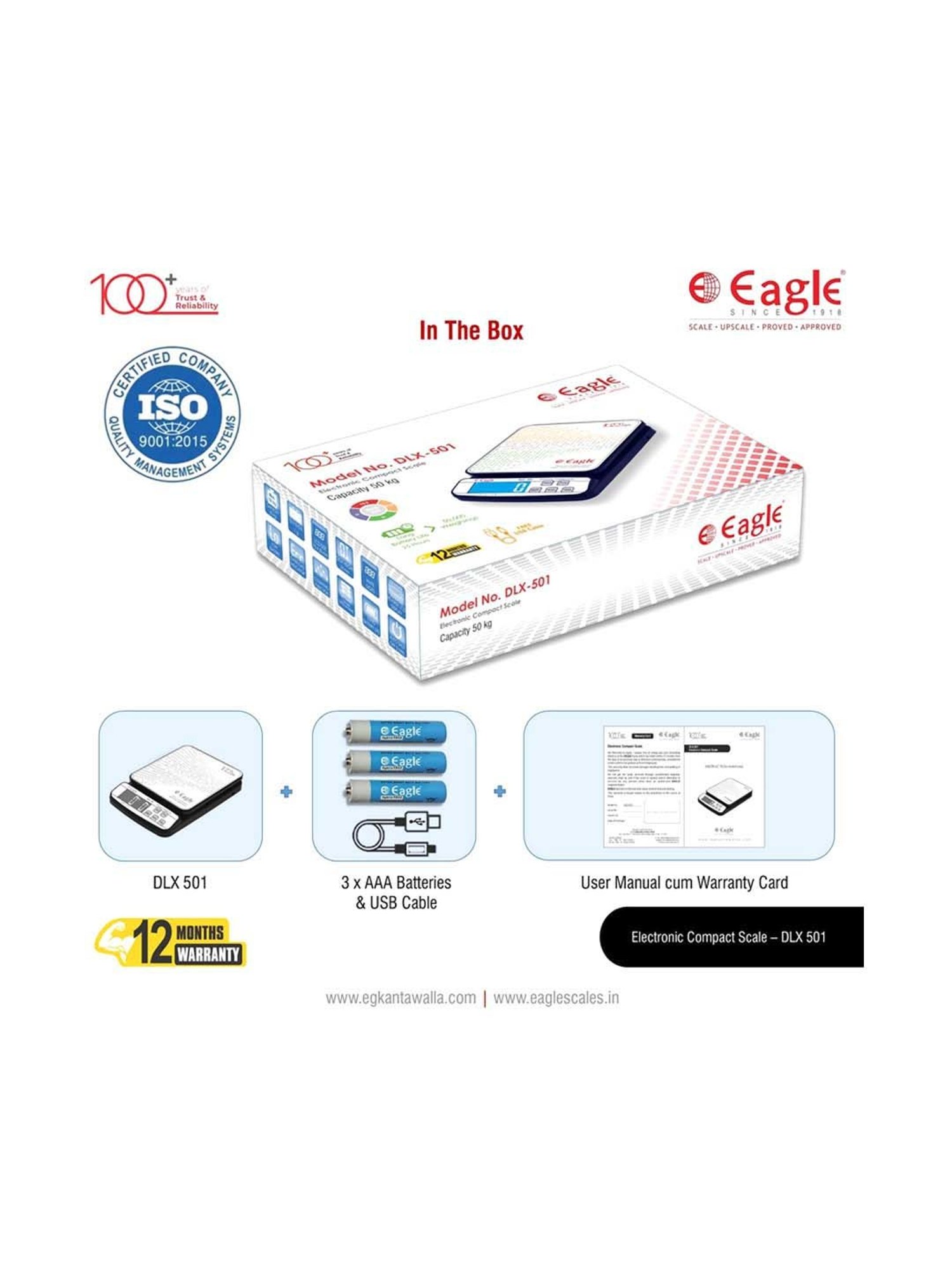 Eagle DLX-501 Digital Weight Machine for kitchen 50 kg Capacity,1 g Accuracy, Kitchen Weighing Scale