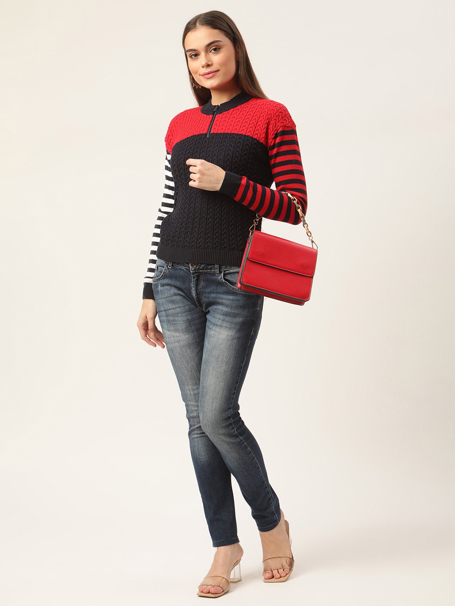 Elle Multicolor Round Neck Sweater