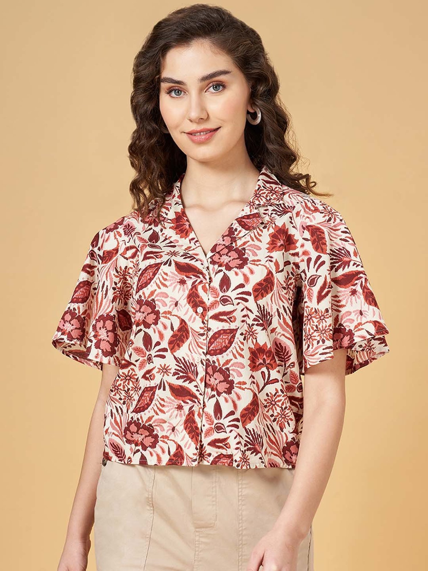 Honey by Pantaloons Maroon Printed Top