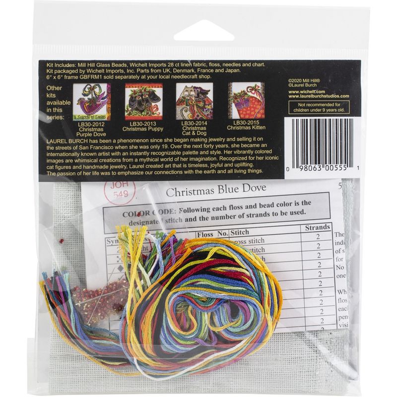 Mill Hill/Laurel Burch Counted Cross Stitch Kit 5.5"X5.5"-Christmas Blue Dove (28 Count)