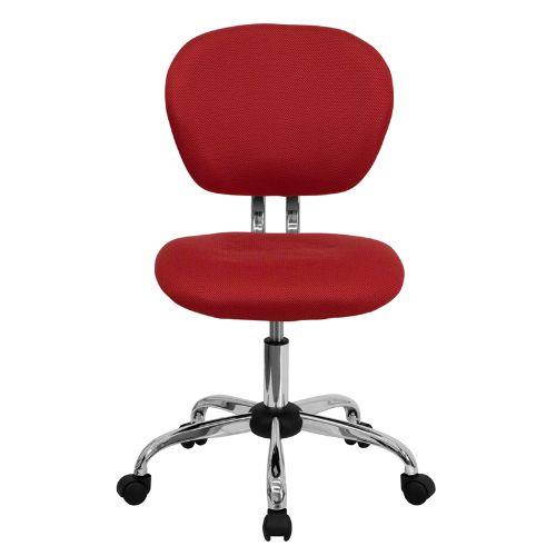 Mid-Back Red Mesh Padded Swivel Task Chair with Chrome Base