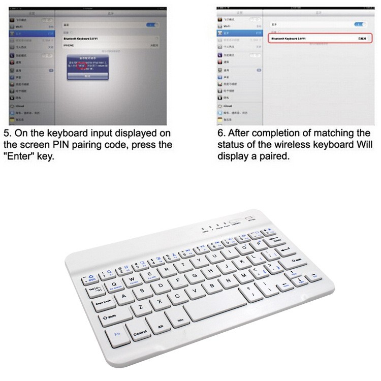 Mini Wireless Keyboard Bluetooth Keyboard For ipad Phone Tablet Rubber keycaps Rechargeable keyboard For Android ios Windows 7 inch black English