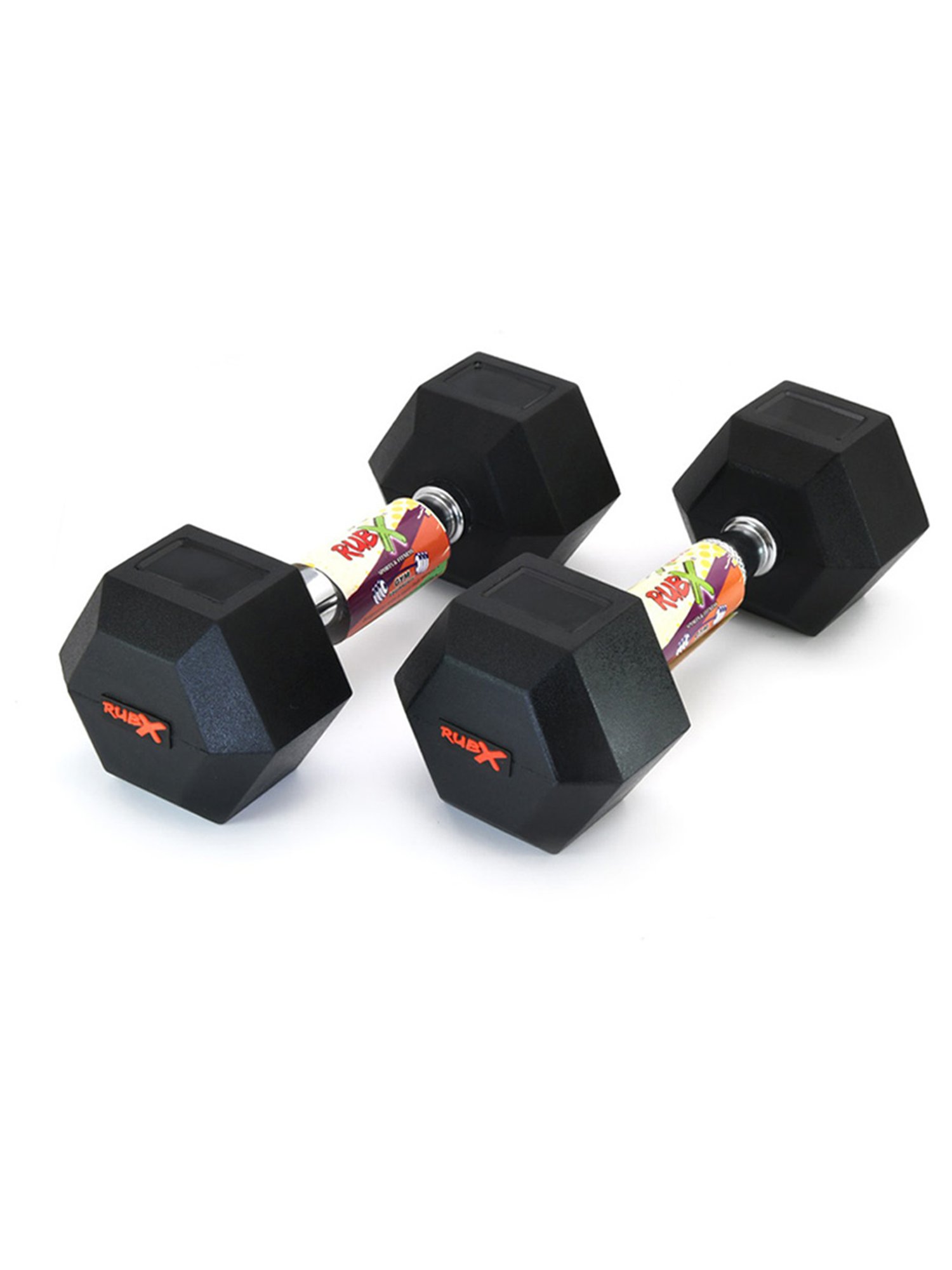 RUBX Rubber Coated Professional Exercise Hex Dumbbells (Pack of Two) 4 Kg x 2pc (Total = 8 kg)