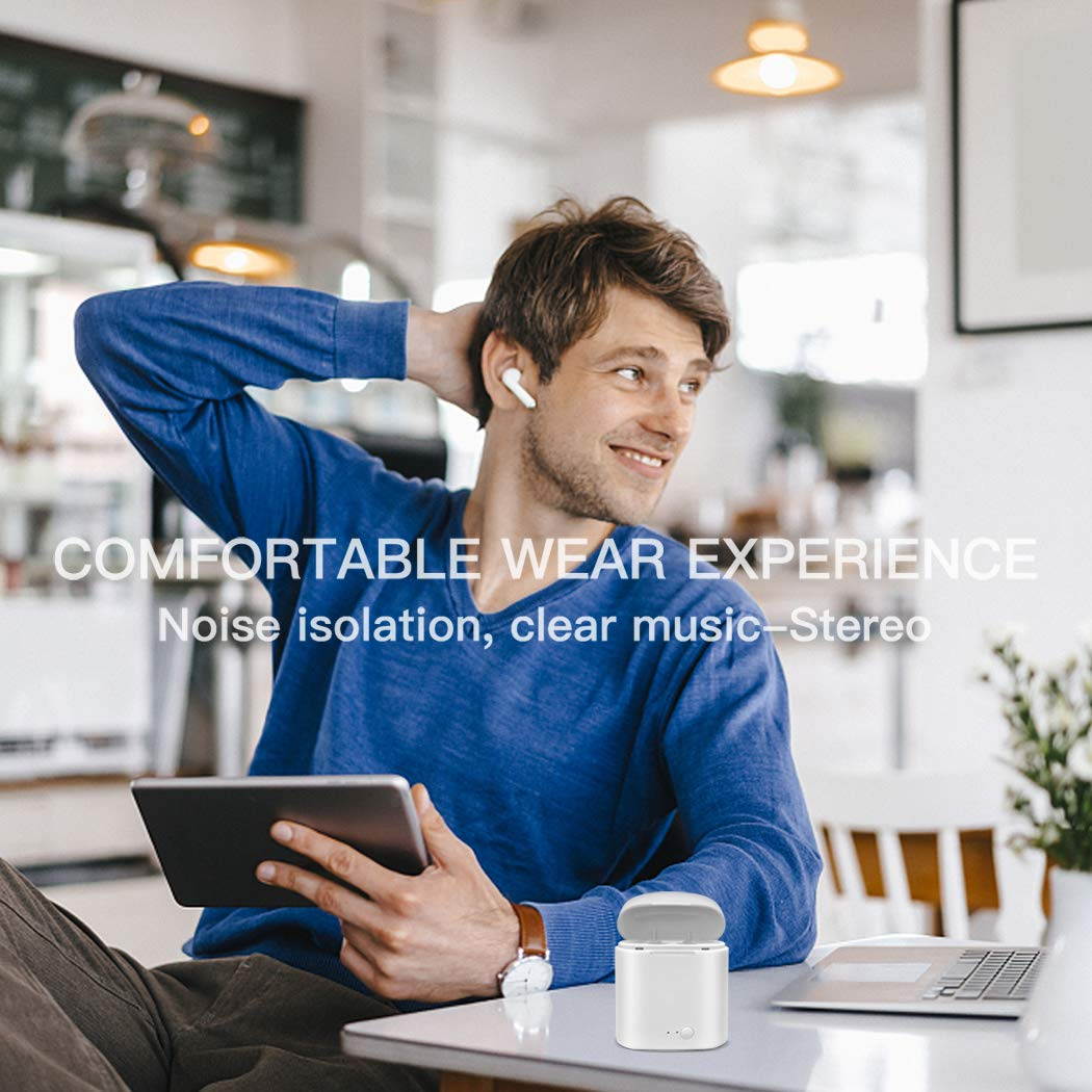 Wireless Earbuds, Loncaster Bluetooth Headphones Stereo Earphone Cordless Sport Headsets,Bluetooth in-Ear Earphones with Built-in Mic for Smart Phones