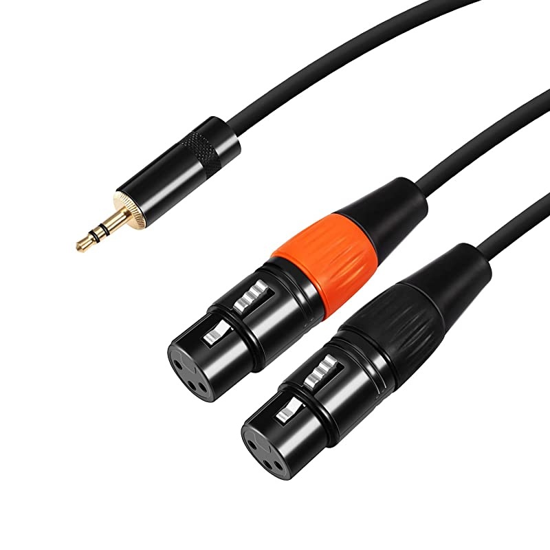 Dual XLR to 1/4 Splitter Cable, 2 XLR Female to 6.35mm TRS Stereo Audio Microphone Converter, Unbalanced Quarter inch Adapter Y Cord 6 FT/1.8m
