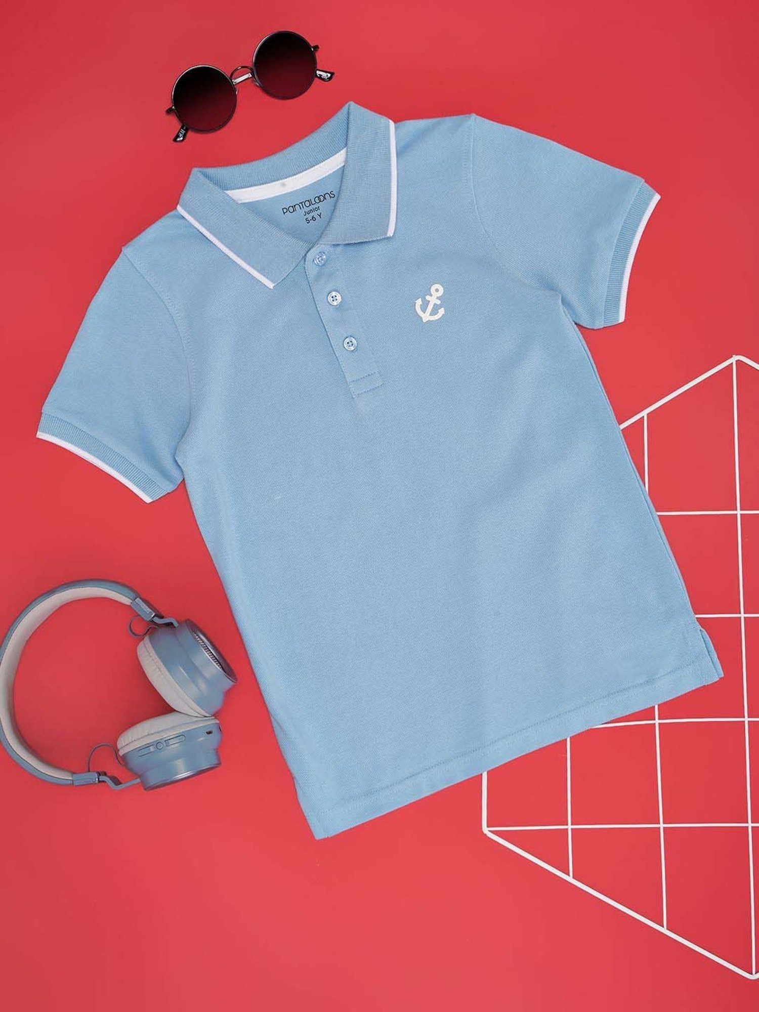 Pantaloons Junior Multicolor Cotton Striped Polo T-Shirt