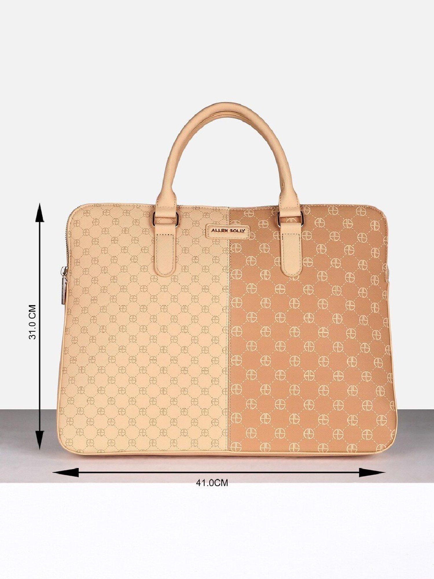 Allen Solly Beige PU Laptop Messenger Bag