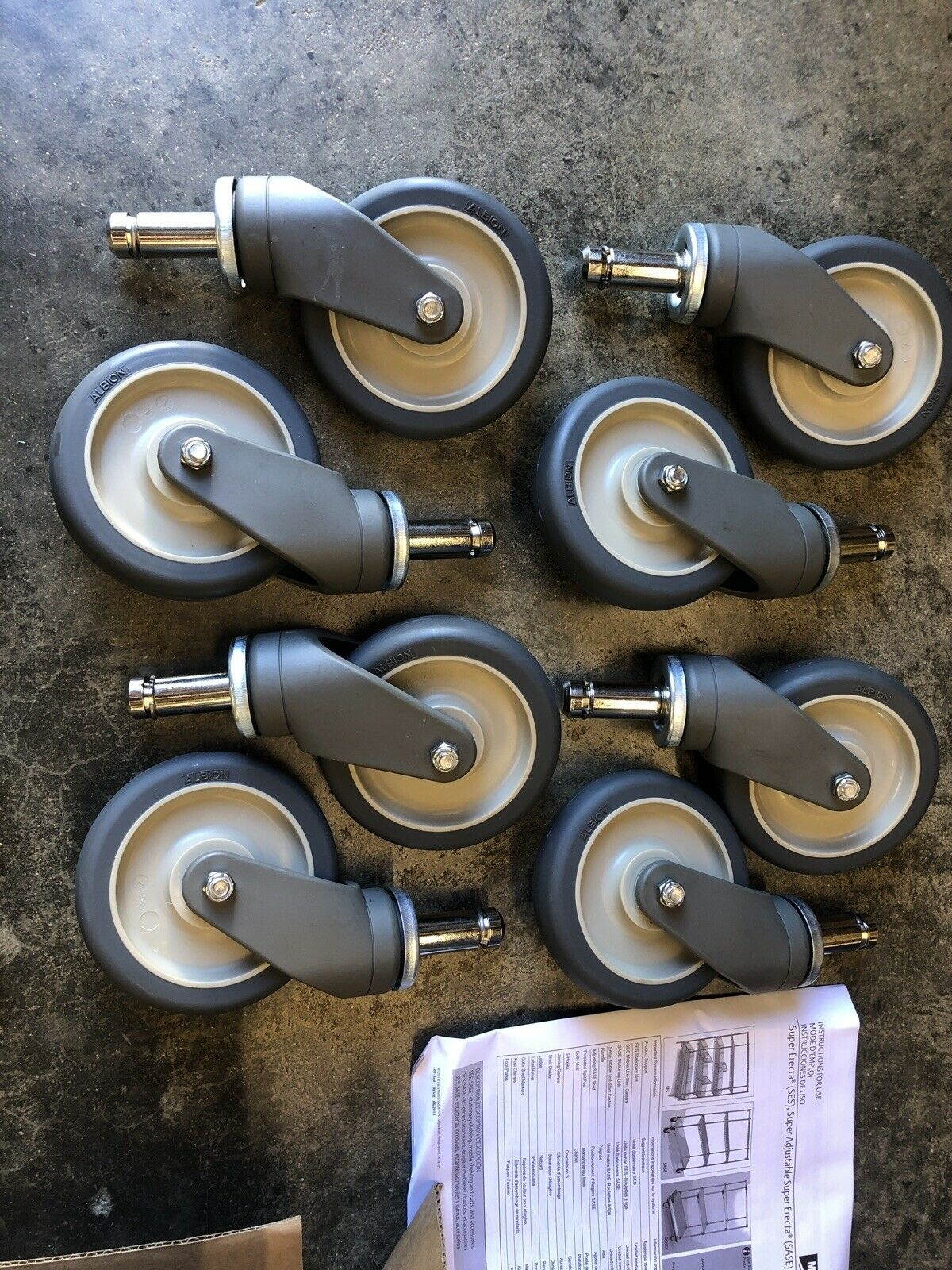8 METRO Swivel Stem Casters W/Bumper 5&rdquo; 300 lb, Albion Model 5PC