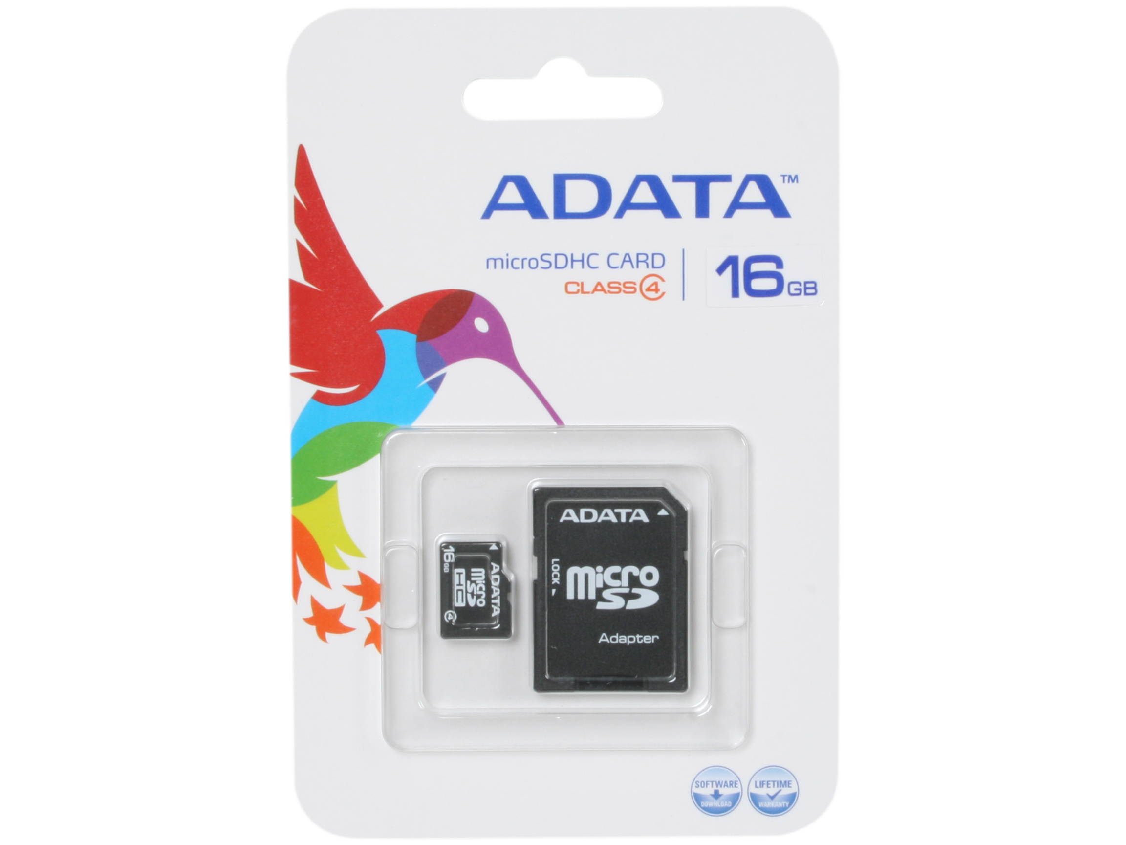 ADATA 16GB microSDHC Flash Card with Adapter Model AUSDH16GCL4-RA1