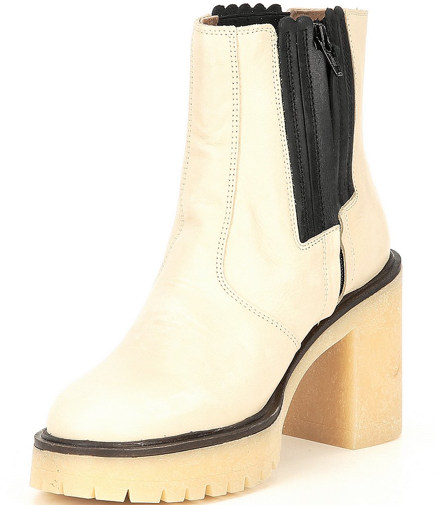 Free People James Leather Block Heel Chelsea Booties