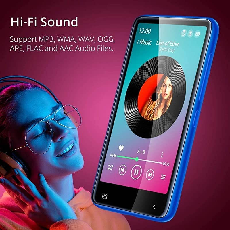 MP3 Player with Bluetooth 40 Full Touchscreen Mp4 Mp3 Player with Speaker 8GB Portable HiFi Sound Mp3 Music Player with FM Radio Voice Recorder EBook Supports up to 128GB TF Card Blue
