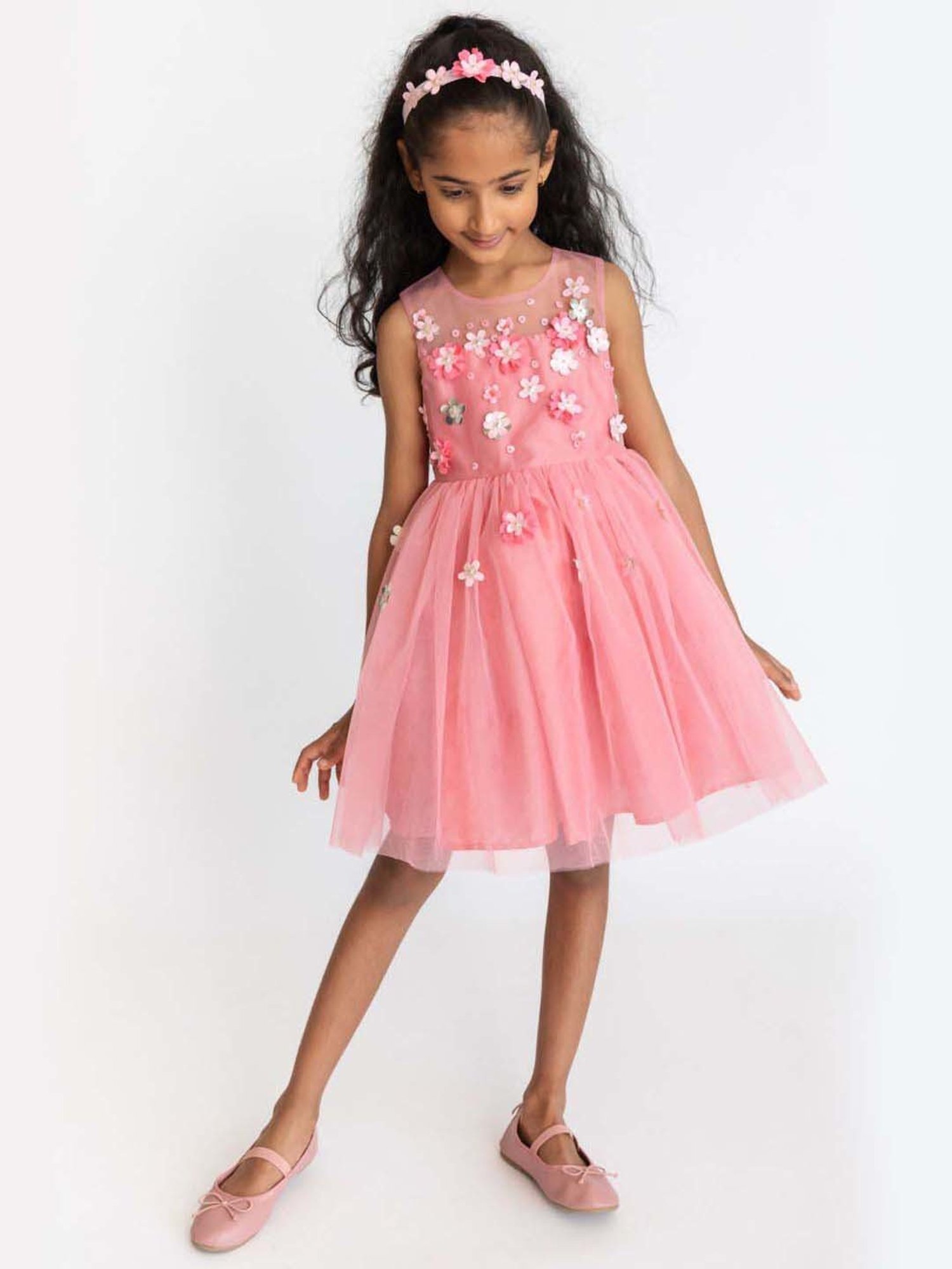 A Little Fable Pink Applique Dress