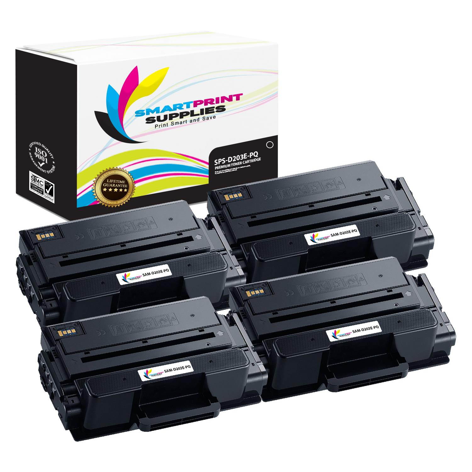Smart Print Supplies Compatible MLT-D203E Black Extra High Yield Premium Toner Cartridge Replacement for Samsung ProXpress SL-M3820 3870 4020 4070 Printers (10,000 Pages) - 4 Pack