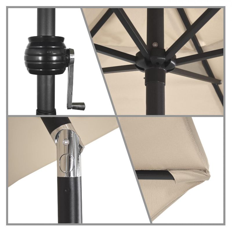 Astella  9 Ft. Aluminum Push Tilt Patio Umbrella W/ Crank Lift - Black Frame / Polyester Antique Beige Canopy ECO906D709-P22