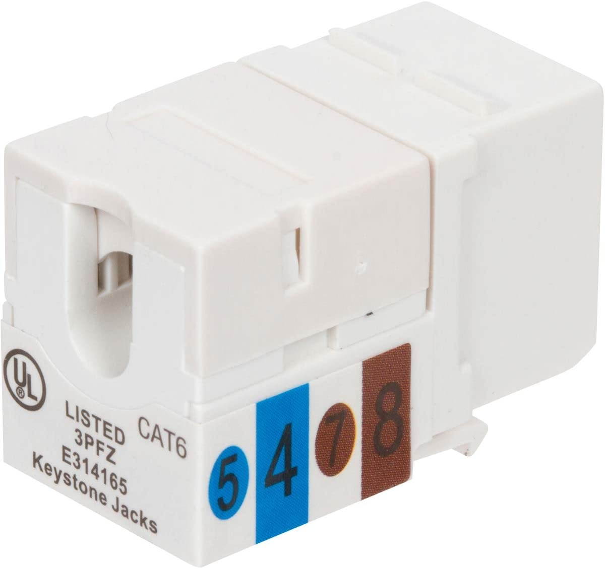 Buyer's Point Cat6 RJ45 90-Degree Keystone Jack, Punch Down Keystone Jack Adapter White (10 Pack)