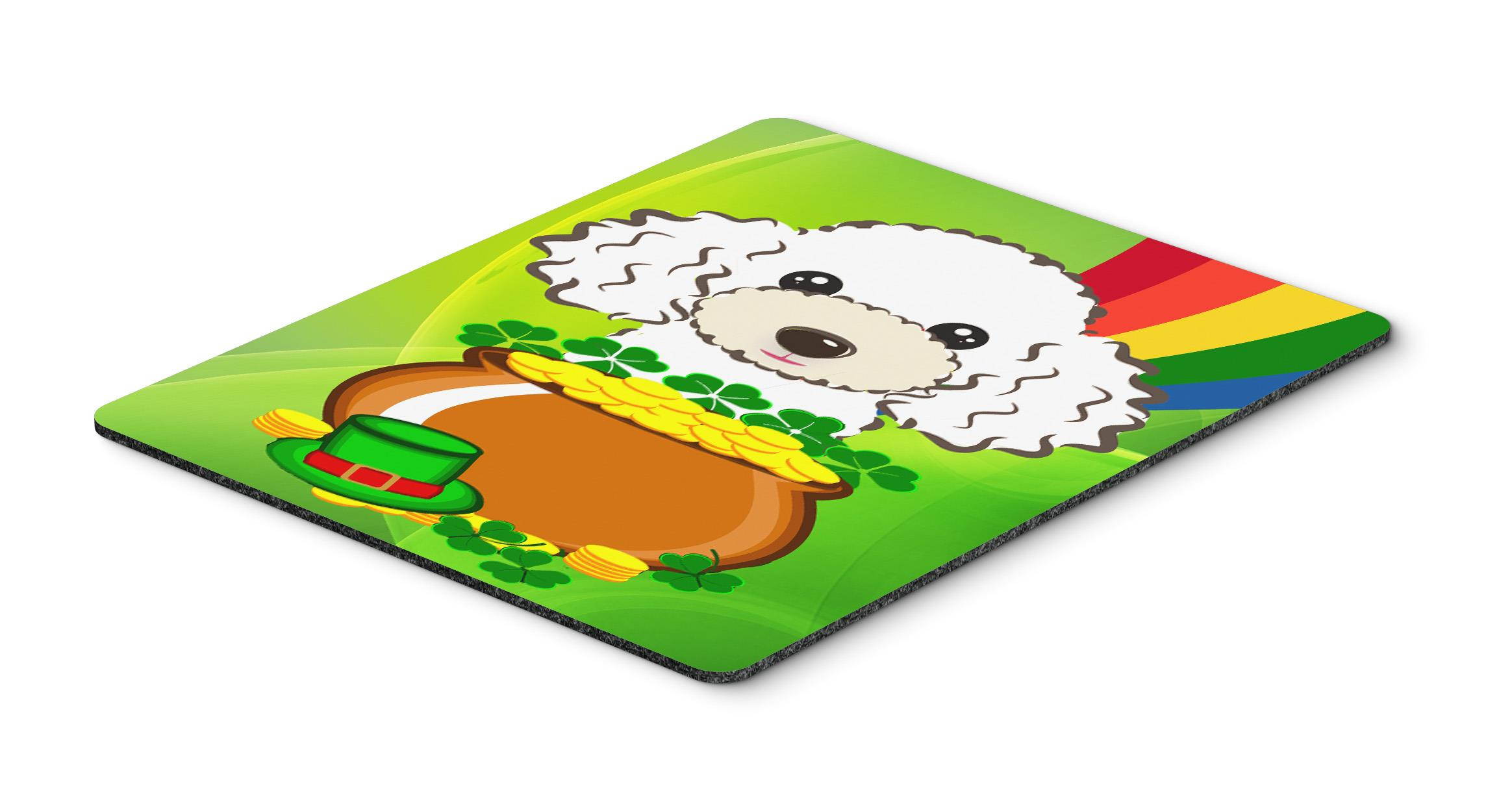 White Poodle St. Patrick's Day Mouse Pad, Hot Pad or Trivet BB2001MP