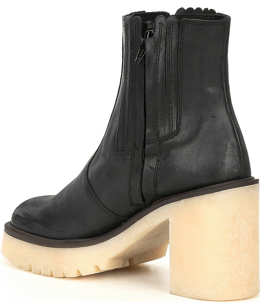 Free People James Leather Block Heel Chelsea Booties