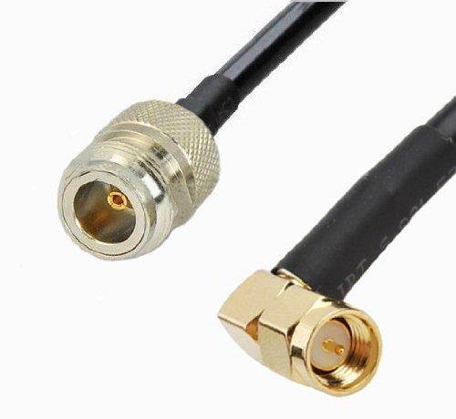 N Female to SMA Male Right Angle Pigtail US Made LMR-200 Double Shielded Coaxial Cable - 6 inches