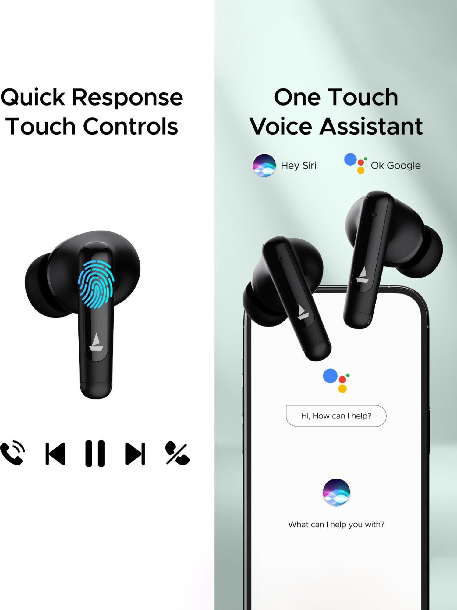 Boat Airdopes 161 ANC in Ear Earbuds with ANC 32dB & 50H Playback (Black, True Wireless)