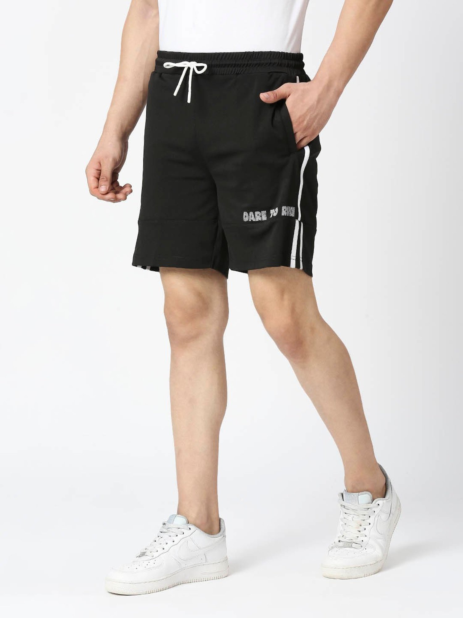 Fitz Jet Black Slim Fit Sports Shorts