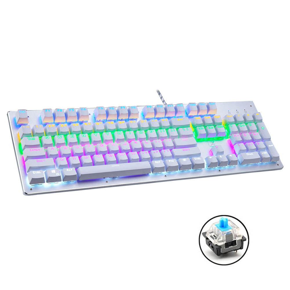 UrChoiceLtd&reg; 2017 Technology X9 Multimedia Mechanical Keyboard Ergonomic Usb Wired Gamer Gaming Keyboard with 104 Keys Mixed LED Backlit Blue Switch For PC Laptop Computer