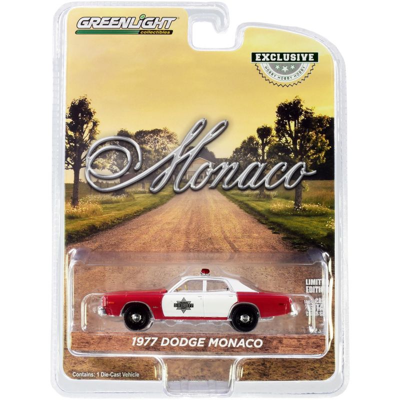 1977 Dodge Monaco Red and White "Finchburg County Sheriff" "Hobby Exclusive" 1/64 Diecast Model Car by Greenlight
