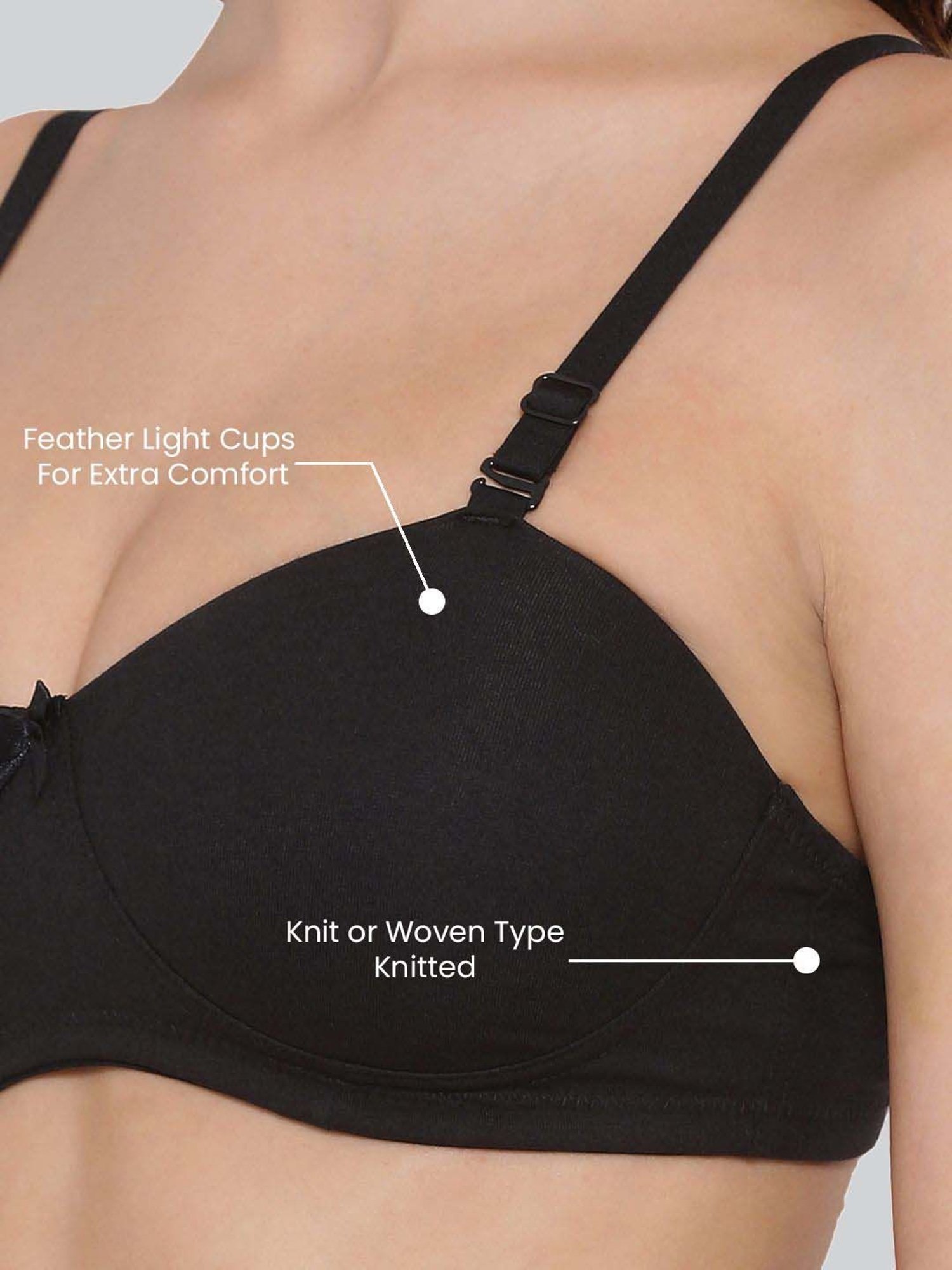 Lyra Black Cotton Seamless Bra