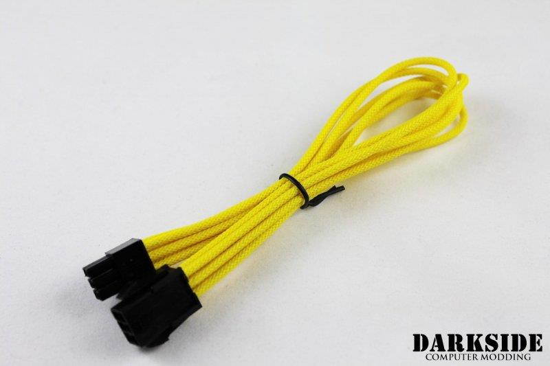 Darkside 6-Pin PCI-E 12" (30cm) HSL Single Braid Extension Cable - Yellow II UV (DS-0437)