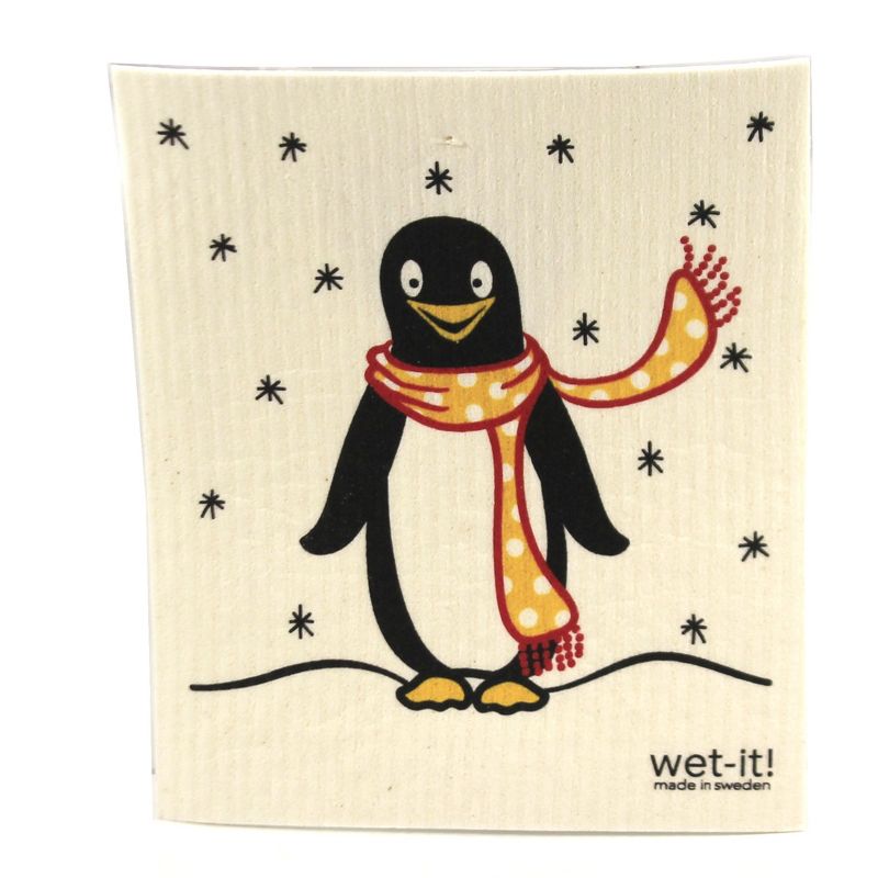 Swedish Dish Cloth 7.75" Winter Friends Set Absorbent Cleaning Cloth Birds  -  Dish Cloth