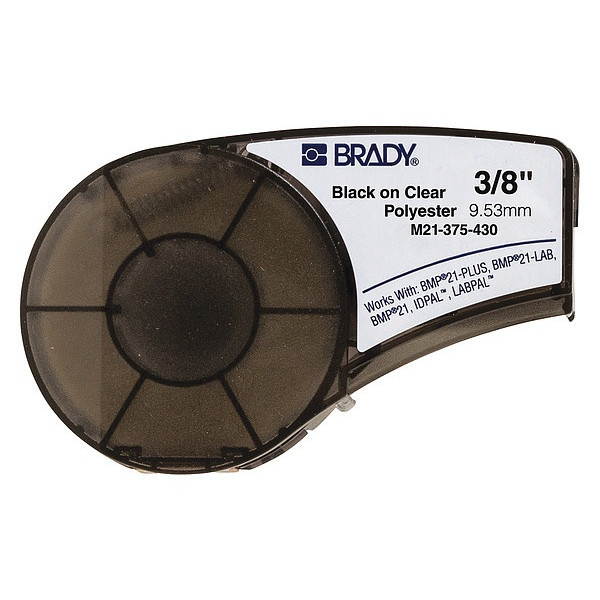 BRADY M21-375-430 Label Tape Cartridge, Black/Clear, Labels/Roll: Continuous