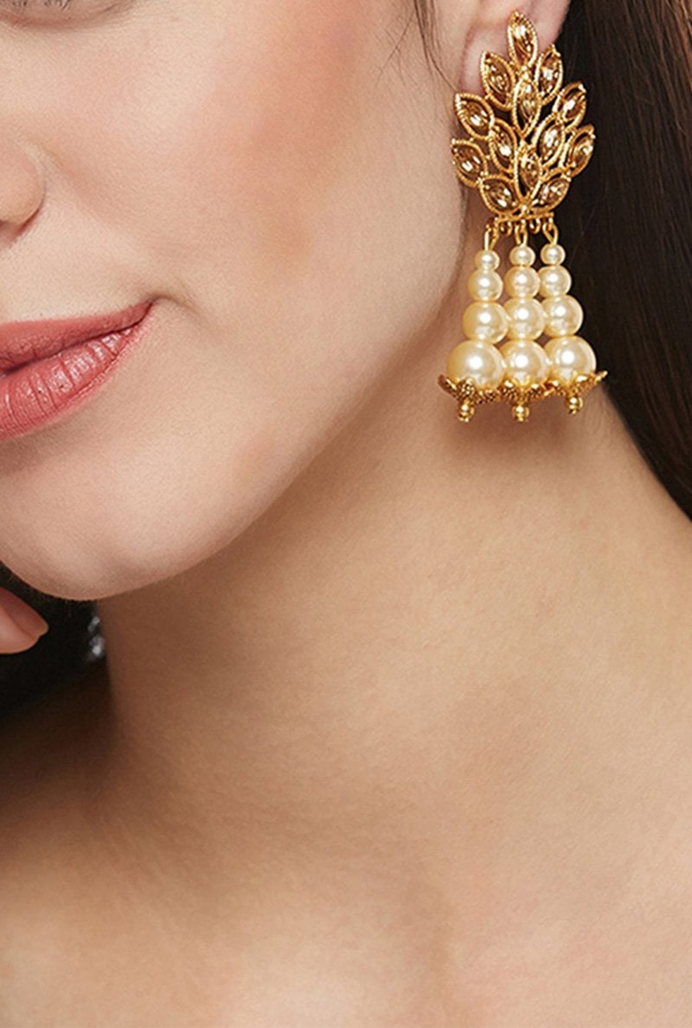 Panash Golden Copper Beaded Dangler Earrings