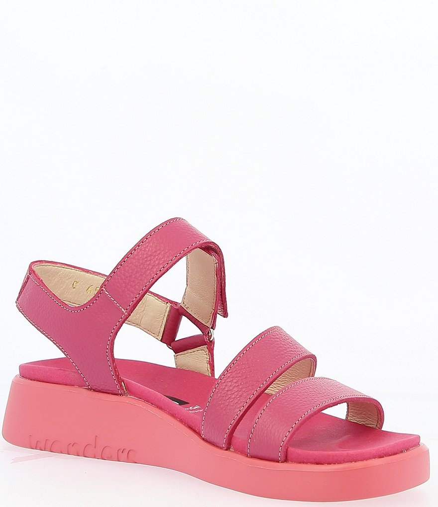 Wonders Peach Leather Lightweight Wedge Sandals