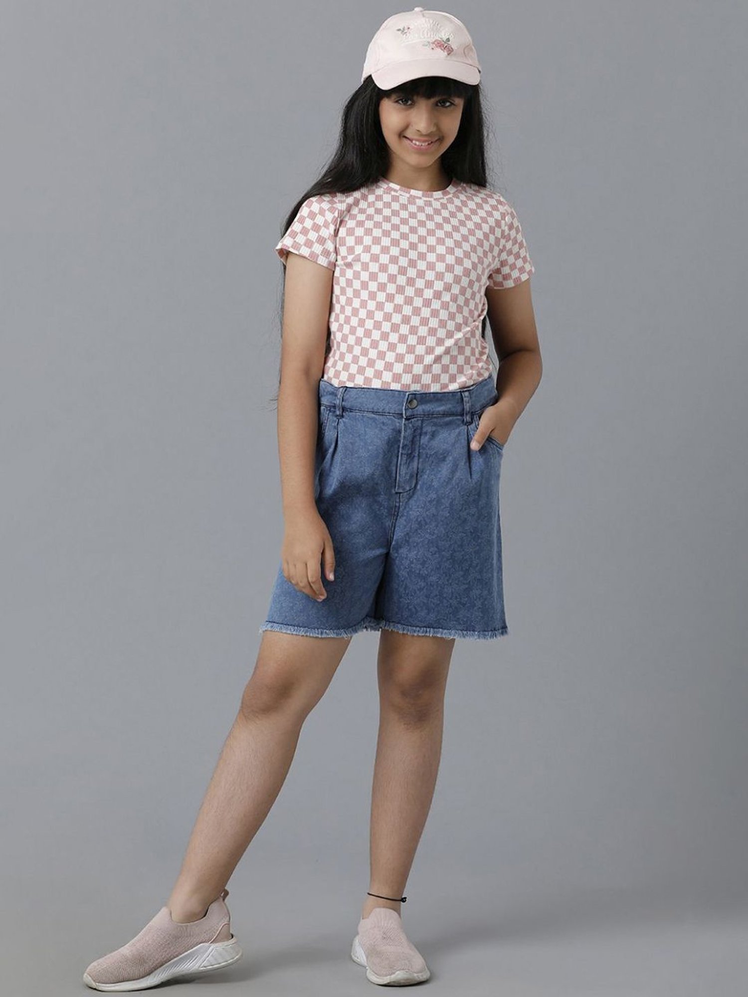 Under Fourteen Only Kids Blue Cotton Floral Print Shorts