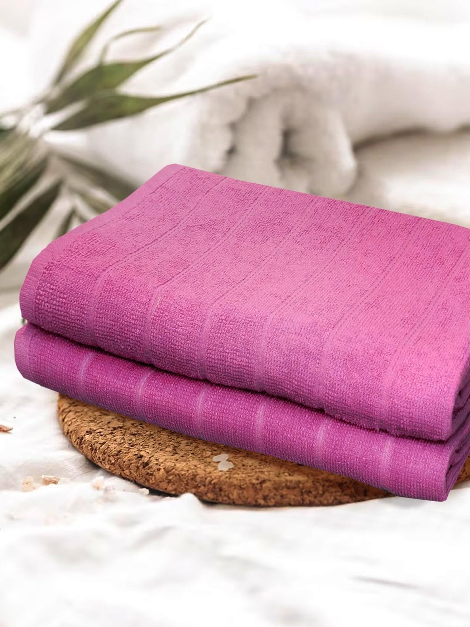Bianca SOHO Hotpink Cotton 300 GSM Kopa Reversible Bath Towel - Set of 2