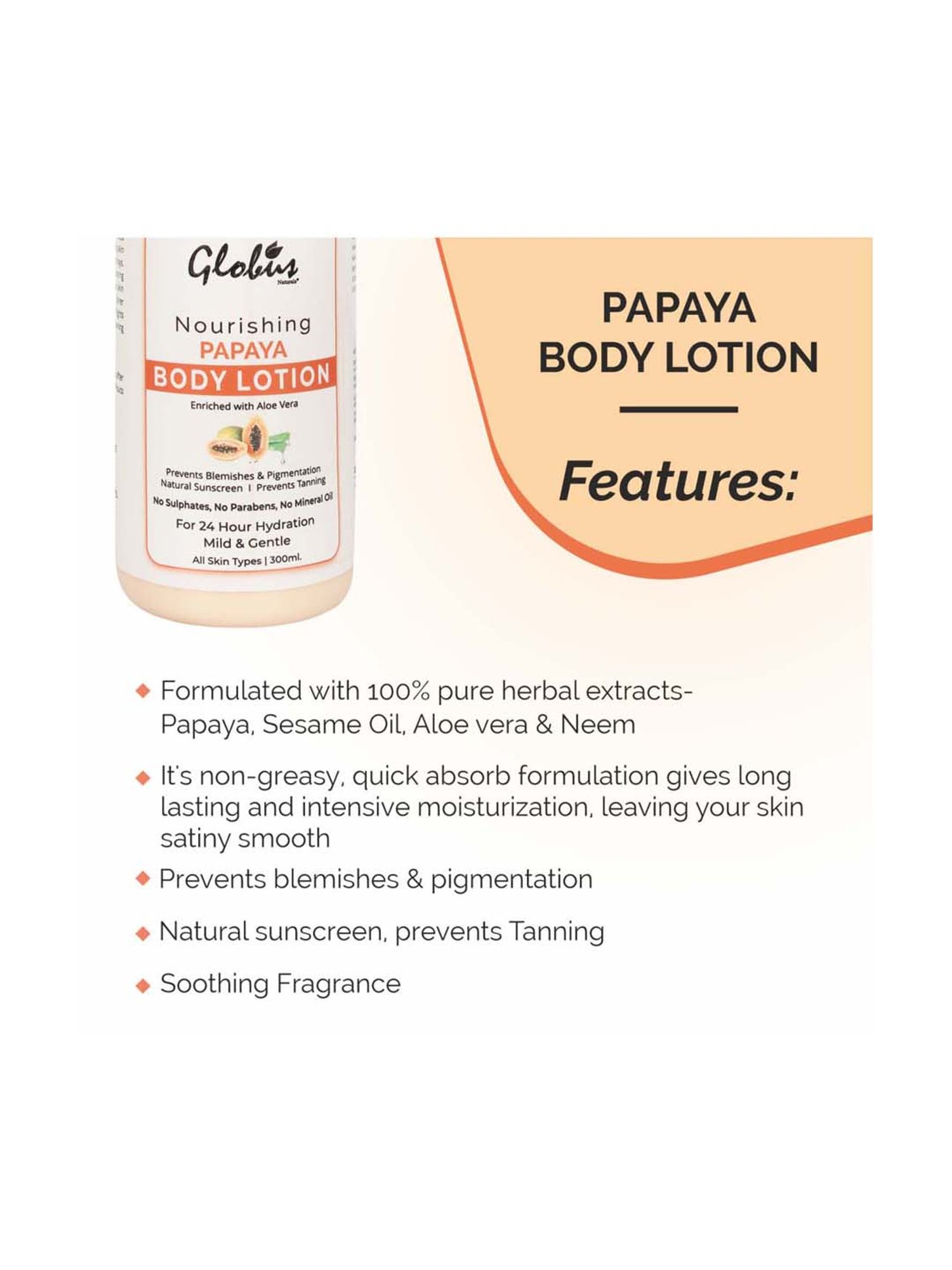 Globus Naturals Nourishing Papaya Body Lotion - 300 ml