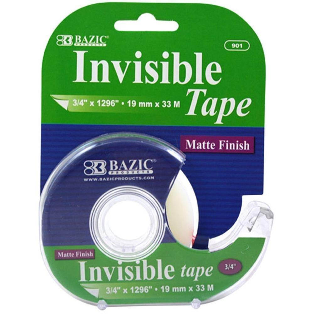 Bazic 3/4"" x 1296"" Invisible Tape with Dispenser Case Pack 24