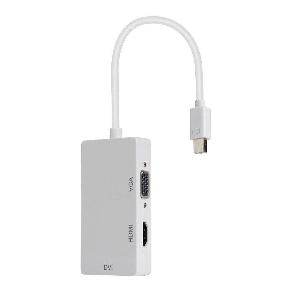 Mini DP Displayport 1.2 Thunderbolt to DVI VGA HDMI 4K*2K Adapter 3 in1 fo Apple