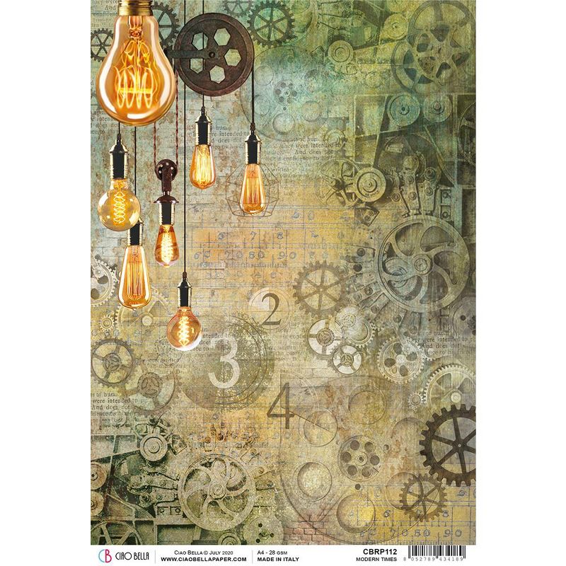 Ciao Bella Rice Paper Sheet A4 5/Pkg-Modern Times