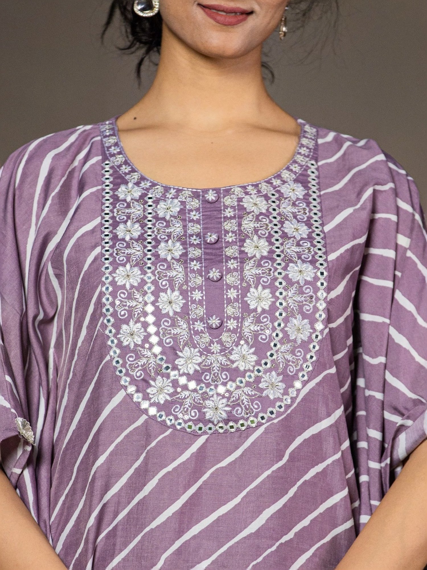 Yufta Purple Printed Kaftan Pant Set
