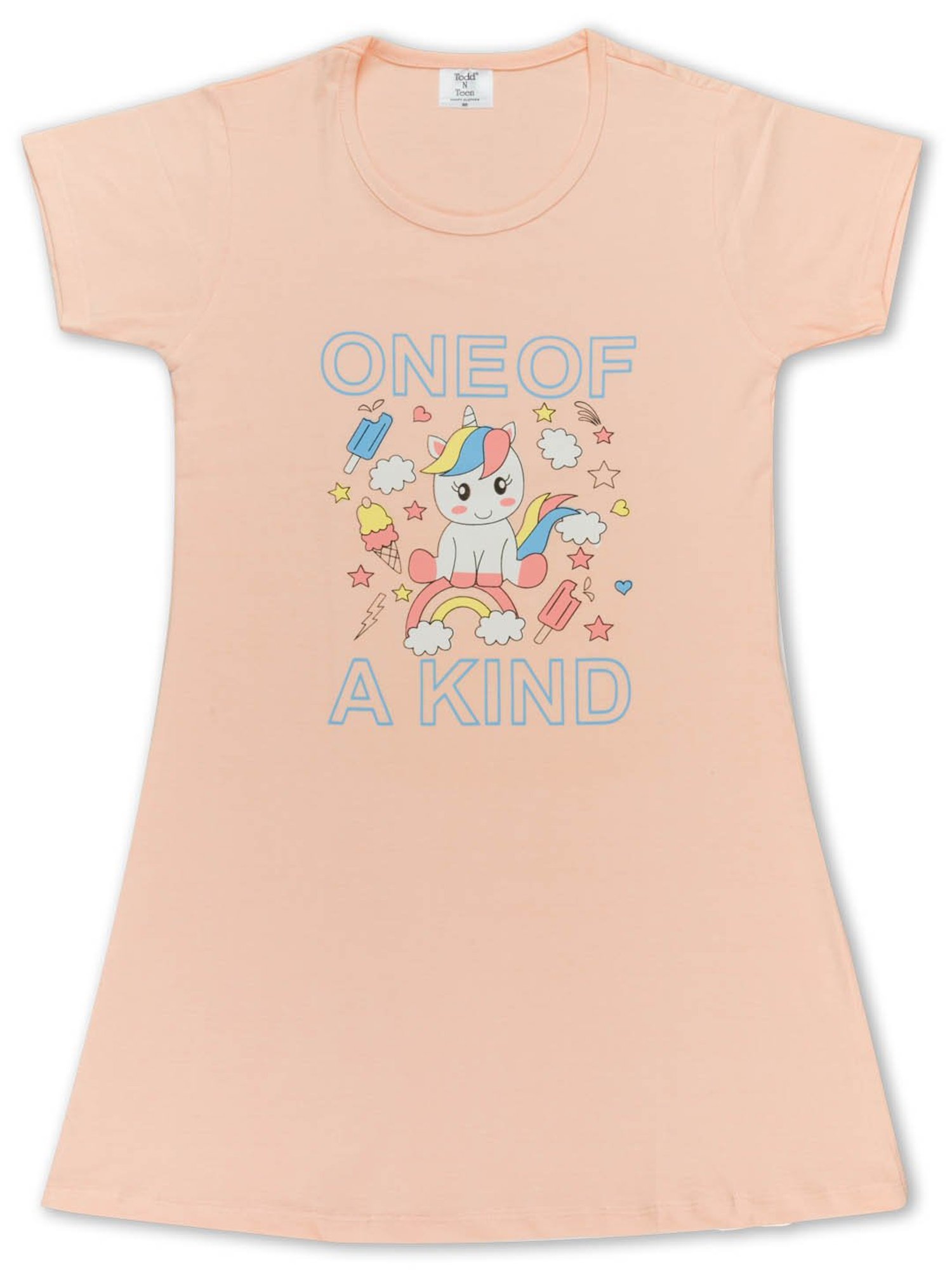 Berrytree Organic Girls Blue Cotton Clouds Print Night Suits