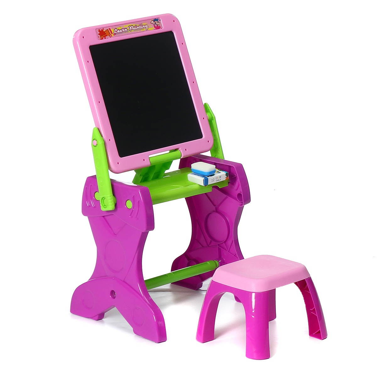 Folding Magnetic Drawing Black Board Chalkboard 2-in-1 Easel Chalk Drawing Pad Blackboard for Children Kids Boys Girls