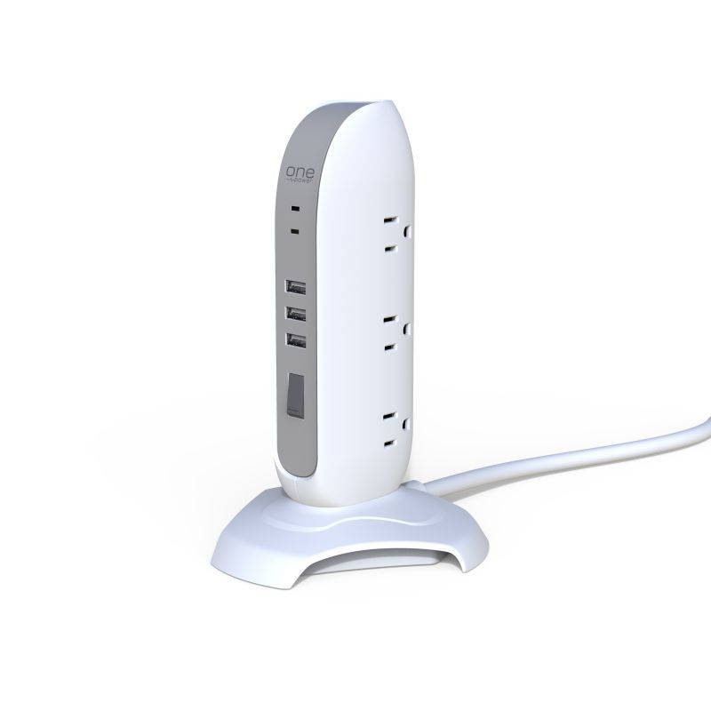 One Power 5 Outlet/3 USB Surge Protection Power Tower