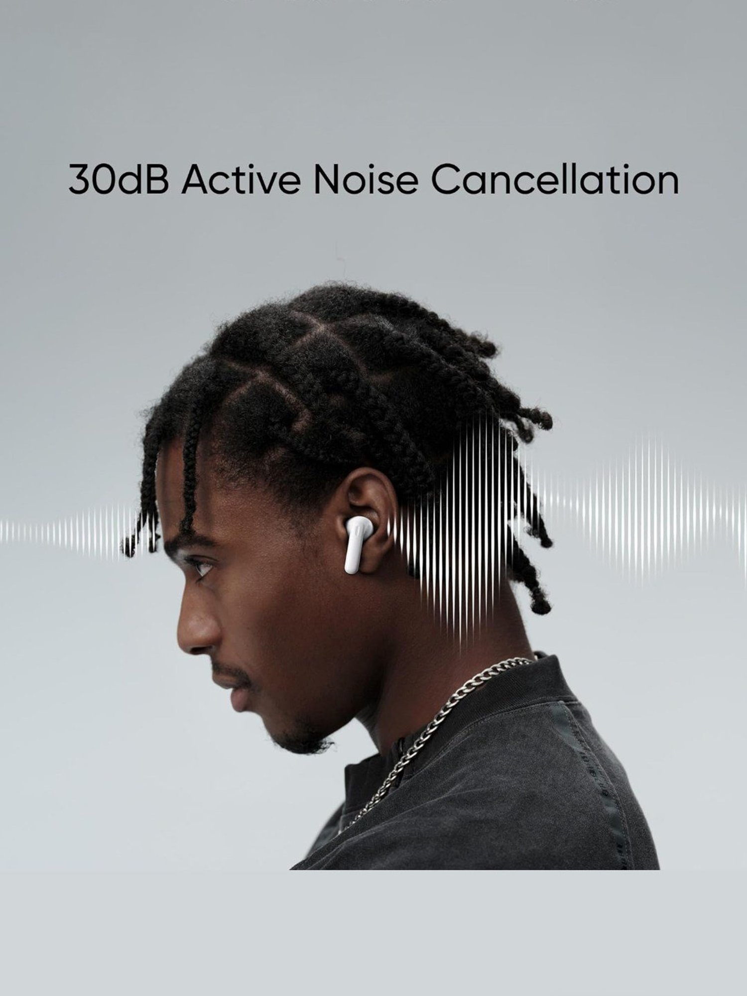 Realme Buds T300 in Ear Earbuds with 30dB ANC & Upto 40Hrs Battery (Stylish Black, True Wireless)