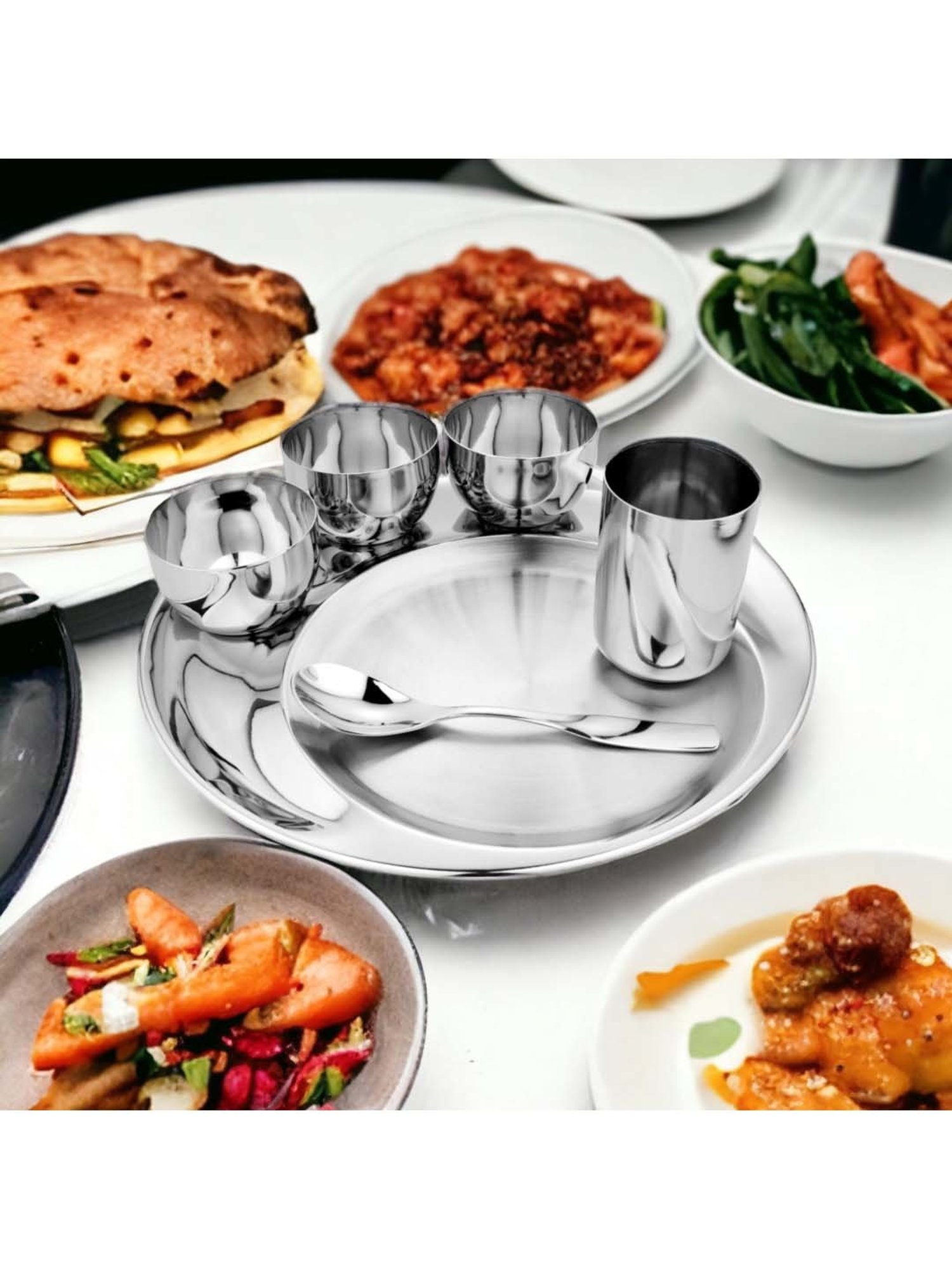 FnS Silver Stainless Steel 6-Piece Dinner Set