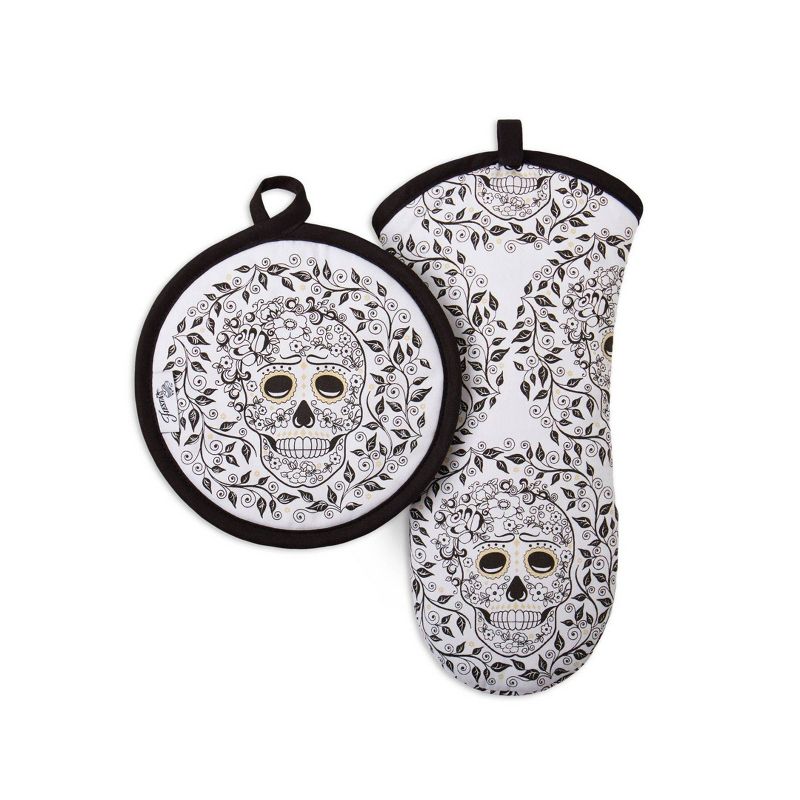 2pk Cotton Buffalo Check Oven Mitt Set Black - Design Imports