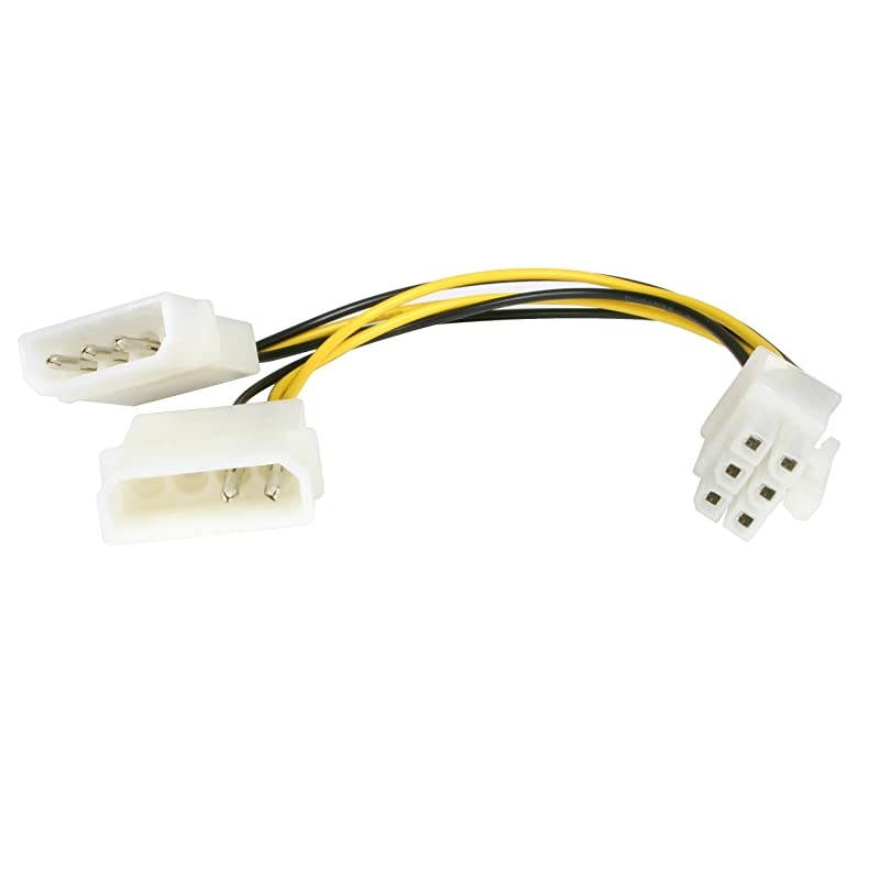 com 6in LP4 to 6 Pin PCI Express Video Card Power Cable Adapter Power adapter 4 pin internal power M to 6 pin PCIe power M 6 in LP4PCIEXADAP